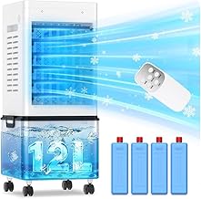 Klimaanlage Mobil 45W, Tragbarer Luftkühler3-seitiger Lufteinlass, 6 Modi, Verdunstungskühler m…