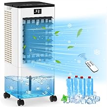 Klimaanlage Mobil Ohne Abluftschlauch, Verdunstungskühler 8L Wassertank 60W, Leiser Turmventilat…