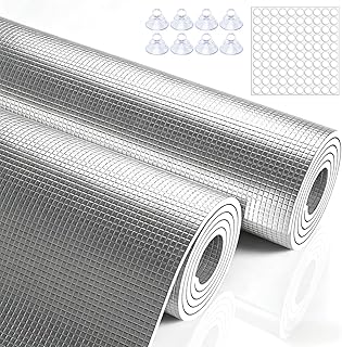 Zuschneidbar Aluminium Isolierfolie Mit Saugnäpfen, 8mm UV-Schutz Sonnenschutzfolie Fenster Inne…