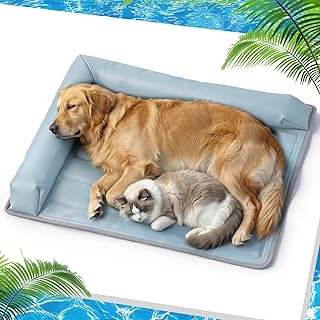 XIAPIA Kühlmatte Hunde Ergonomisch mit Rand (7cm), 69×99 cm Hundebett Selbstkühlend, 100% Ungif…