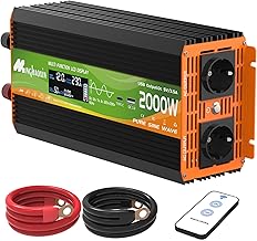Wechselrichter 2000W Spannungswandler 12V 230V Reiner Sinus Inverter Konverter mit LCD-Display, U…