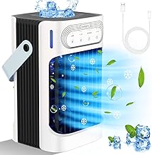 Tragbarer Klimaanlage mit 800ml Wassertank, 4-in-1 Mobiles Klimagerät mit 120° Oszillation, 7 F…