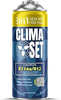 ClimaSet 3-in-1 R134a Klimaanlagemittel mit Dichtungsmittel und Ölset – für Fahrzeuge 1994 bi…