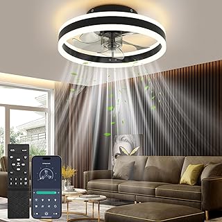 Nalezuns Ventilator Deckenleuchte,LED Deckenventilator mit Beleuchtung,3 Farbtemperatur und 6 Ges…