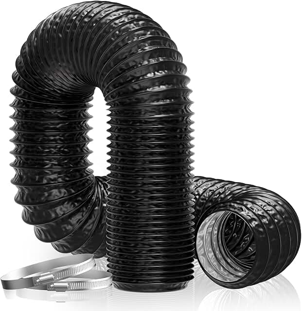 Hon&Guan ø150mm Abluftrohr, 5m PVC Alurohr Schlauch mit 2 Schlauchschelle für Mobile Klimaanlag…