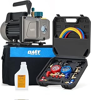 Orion Motor Tech Vakuumpumpe 3.5 CFM 100L/Min 1/4HP Unterdruckpumpe Klimaanlage 3-Wege mit Adapte…