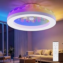 Ateroll Deckenventilator mit Beleuchtung, Ø48CM RGB Deckenventilator mit Licht und Fernbedienung…