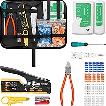 SGILE Crimpwerkzeug-Set RJ45, Werkzeug Paket für Cat5 Cat6 Cat7, Durchgangs-Abisolier und Schnei…
