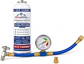 EasyKlima R410A R32 R22 400g/725ml Nachfüllset mit Manometer & Adapter – Kältemittel inkl. Se…
