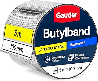 GAUDER Butylband wasserdicht selbstklebend – Butyl Dichtband für Dachrinne – Dichtungsband und R…