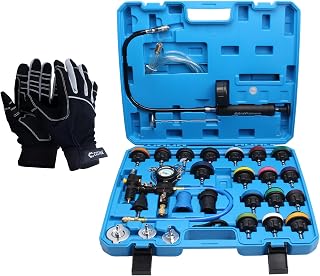 CCLIFE Kühlsystem Abdrückgerät 28tlg inkl. Mechanikerhandschuhe | Tester Kühlwasser Befüllge…