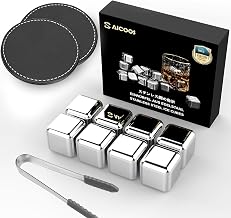 Cocktails Eiswürfel Edelstahl Wiederverwendbar Whisky Steine set inkl. Zange 8er Ice Cubes Kühl…