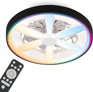 BRILONER – LED Deckenventilator mit Beleuchtung, Fernbedienung, DC-Motor, 5 Geschwindigkeiten, RG…