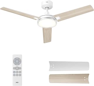 DREO Deckenventilator mit Beleuchtung und Fernbedienung,132 cm Weißer Ventilator decke mit Licht…