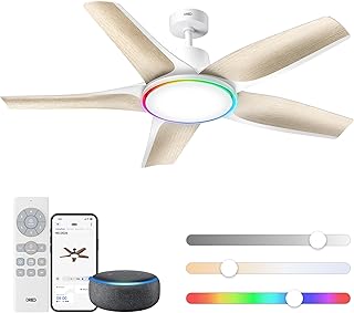 DREO Smarter Low-Profile-Deckenventilator mit Licht, 132 cm, dimmbare LED mit einstellbarer Farbt…