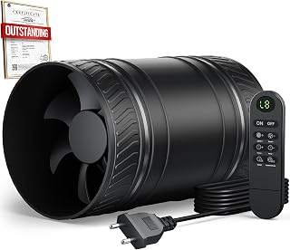 100 mm Rohrventilator mit Timer, 8 Stufen Rohrlüfter 310 m³/h, mit Überhitzungsschutz, Inline …