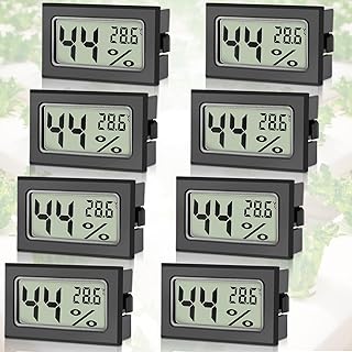 Sprifityy 8 Stück Mini Hygrometer Digital mit Celsius -50°C~+70°C(Schwarz) | Hygrometer Mini, …
