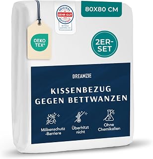 Dreamzie – Milbenbezug Kopfkissen 80x80cm – 2er Set – Encasing Anti Milben | Oeko-Tex zertifizier…