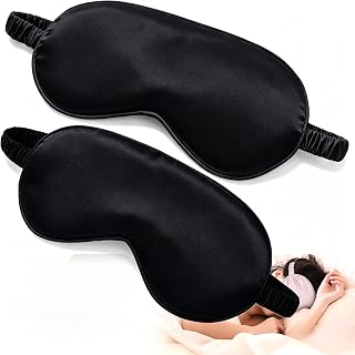 Amazleer Seidene Schlafmaske Damen 2er Set Weiche Seide Augenmaske mit Verstellbarem Atmungsaktiv…