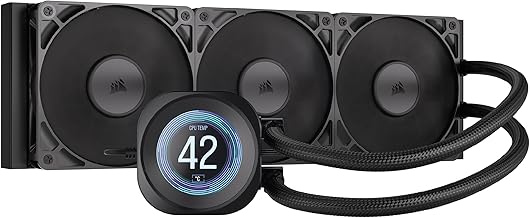 CORSAIR NAUTILUS 360 RS LCD Flüssig-CPU-Kühler – 360mm AIO – Schwarz | 2,1-Zoll-IPS LCD-Bil…
