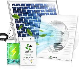 Solar Ventilator Outdoor mit einstellbarem Thermostat & Solar Akku, Wasserdichter Solar Lüfter 2…