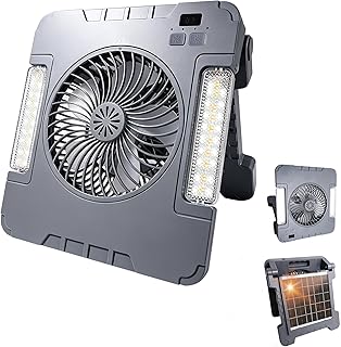 Solar Camping Ventilator mit Abnehmbarem Solarpanel, USB Akku und Solarbetriebener Tischventilato…