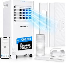 Könighaus Smarte EU Mobile Klimaanlage 7000 BTU – für deutsche Kippfenster geeignet – Kühlun…