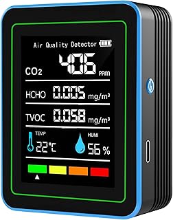 Luftqualitätsmonitor für Innenräume: Temperatur- und Feuchtigkeitssensor mit CO2, TVOC, HCHO,C…