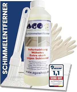 AGO 500ml Schimmelentferner mit Pinsel & Handschuhen – stärker als herkömmliche Sprühreinige…