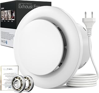 Badlüfter 100mm, 12W Leiser Abluftventilator, 130m³/h Starker Lüftung Wandventilator, Geräusc…