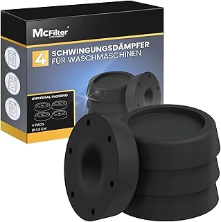 McFilter 4 Schwingungsdämpfer schwarz für alle Waschmaschinen & Trockner | 4 Rutschfeste Gummip…