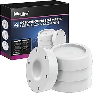McFilter 4 Schwingungsdämpfer weiß für alle Waschmaschinen & Trockner | 4 Rutschfeste Gummipad…