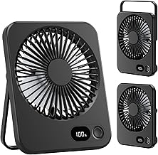Klein Tischventilator USB Leise Ventilator Akku 3600mAh 5 Geschwindigkeiten 180°Einstellbar Trag…