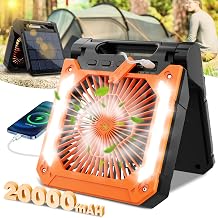 20000ma Camping Ventilator Mit Akku, Solar Leiser Zelt Ventilator Mit Led Licht&Timer,20 Std. Lau…