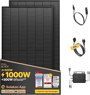 Solakon® 1000W Balkonkraftwerk – Balkonkraftwerk 800W komplett Steckdose – neuester 800 Watt Wec…
