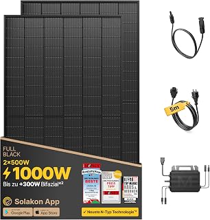 Solakon 1000W Balkonkraftwerk – Balkonkraftwerk 800W komplett Steckdose – neuester 800 Watt Wechs…