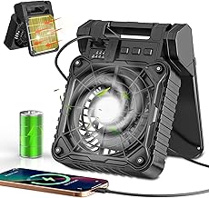 10400mAh Solar-Camping Ventilator mit LED-Laterne, Wiederaufladbarer Akku,4 Geschwindigkeitsstufe…