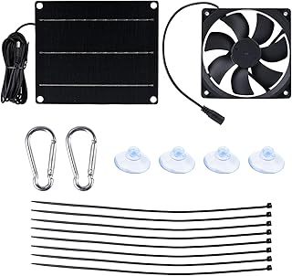 Buyweek Solar Ventilator 6W Solar Lüfter IP65 Wasserdichter mit Solarpanel 12V und Kabel 3M Sola…
