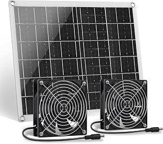 Solar Ventilator, 15W Solarpanel Ventilator mit Zwei IPX6 Wasserdicht für Kleine Hühnerställe,…