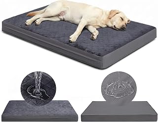 Orthopädisches Hundebett Grosse Hunde-104x68cm,Hundekissen Wasserdicht | Hundematte mit Kunstled…