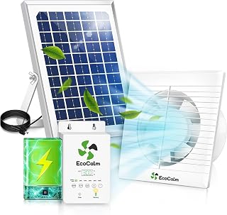 Solar Ventilator Outdoor 100 mm mit einstellbarem Thermostat & Akku | Lüfter mit Powerbank, Wass…