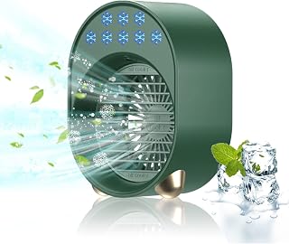 Luftkühler mit Verdunstungskühlung, Mini Klimaanlage Akku Portable, Mini Ventilator USB 4 in 1,…