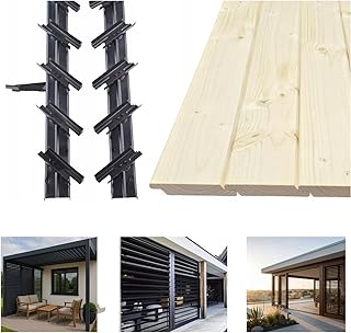 QLS Shutters Sichtschutz Set 120 cm mit 12 Holzlamellen verstellbar | Sichtschutzsystem mit 12 Ho…
