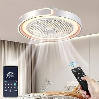 ASJK Deckenleuchte mit Ventilator, leise, Deckenventilator mit Beleuchtung, App und Fernbedienung…