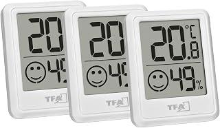 TFA Dostmann Digitales Mini Luftfeuchtigkeitsmesser Innen 3er Set, 30.5060.02.03, Raumthermometer…