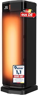 Heizlüfter Energiesparend Leise, 2000W PTC Keramik Heizlüfter, Schwarz