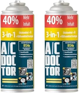 A/C Doctor 3in1 Kältemittel R134A Doppelpack – Ersatz-Kältemittel, Dichtmittel und Öl für A…