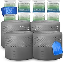 BonAura® 4x Luftentfeuchter ohne Strom + 8x 400g Luftentfeuchter Nachfüllpack – Raumentfeuchter…